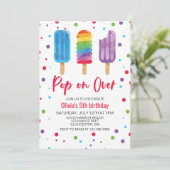 Rainbow Ice Pop Pop op overdag uitnodiging (Staand voorkant)