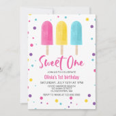 Rainbow Ice Pop Sweet One Summer 1st Birthday Kaart (Voorkant)