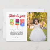 Rainbow ice pop Tweede verjaardag bedankje Aankondiging (Voorkant)