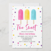 Rainbow Ice Pop Two Sweet Summer Birthday Kaart (Voorkant)