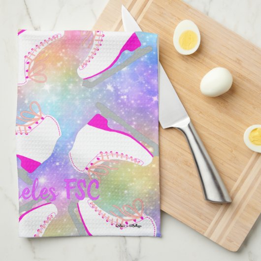 Rainbow Ice Skating Pattern, gepersonaliseerd Theedoek (Quarter Fold)