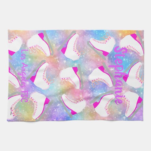 Rainbow Ice Skating Pattern, gepersonaliseerd  Theedoek (Horizontaal)