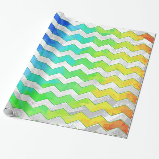 Rainbow Icy Chevron Pattern Cadeaupapier (Uitgerold)