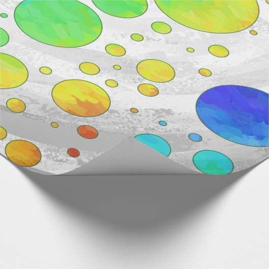 Rainbow Icy Polka Dot Pattern Cadeaupapier (Hoek)