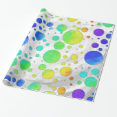 Rainbow Icy Polka Dot Pattern Cadeaupapier (Uitgerold)