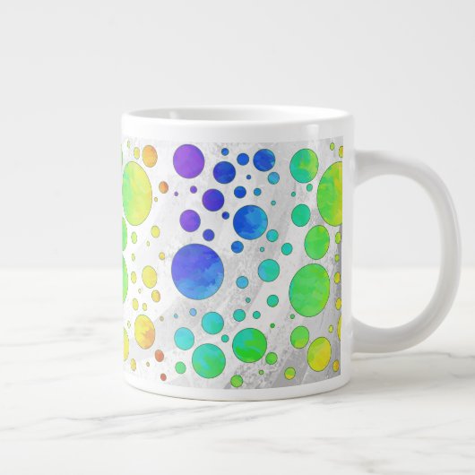 Rainbow Icy Polka Dot Pattern Grote Koffiekop (Rechts)