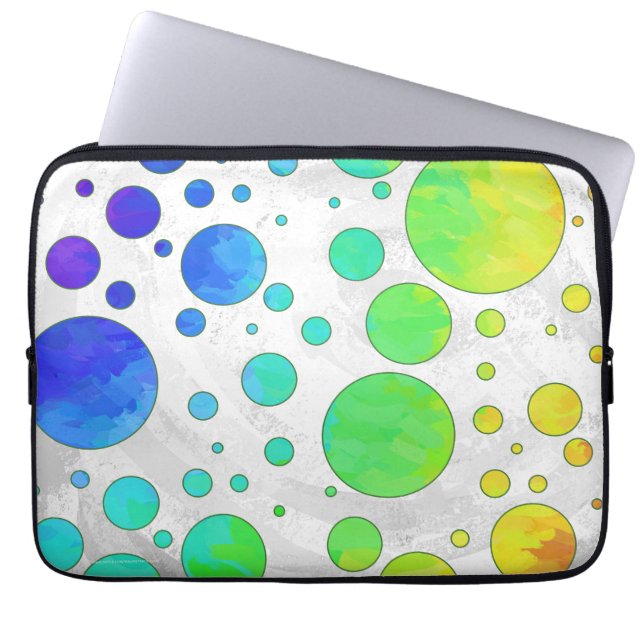 Rainbow Icy Polka Dot Pattern Laptop Sleeve (Voorkant)