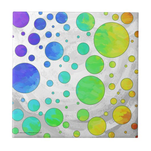Rainbow Icy Polka Dot Pattern Tegeltje (Voorkant)
