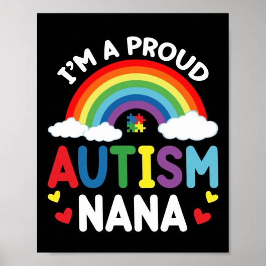 Rainbow Ik ben een trots autisme Nana Autism Aware Poster (Voorkant)