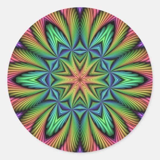 Rainbow Illusion Mandala Ronde Sticker (Voorkant)