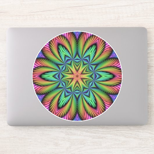 Rainbow Illusion Mandala Sticker (Computer)