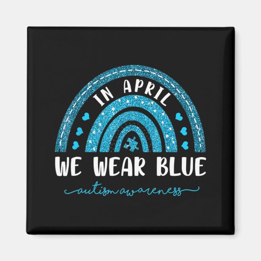 Rainbow In april Draag we het blauwe autisme bewus Magneet (Voorkant)