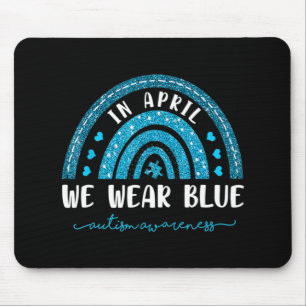 Rainbow In april Draag we het blauwe autisme bewus Muismat