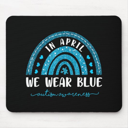 Rainbow In april Draag we het blauwe autisme bewus Muismat (Voorkant)