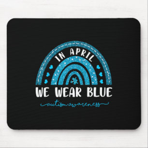 Rainbow In april Draag we het blauwe autisme bewus Muismat