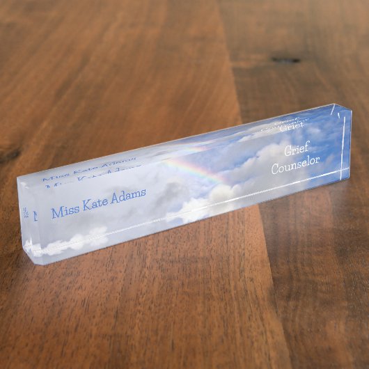 "RAINBOW IN CLOUDS" BUREAUBLAD NAAMBORDJE (Zijkant)