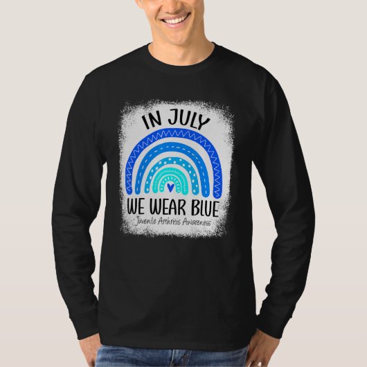 Rainbow In juli Draag we Blauwe Juveniele Artritis T-shirt (Voorkant)