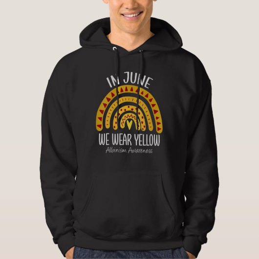 Rainbow In juni Draag we Gele albinisme Bewustheid Hoodie (Voorkant)