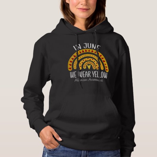 Rainbow In juni Draag we Gele albinisme Bewustheid Hoodie (Voorkant)