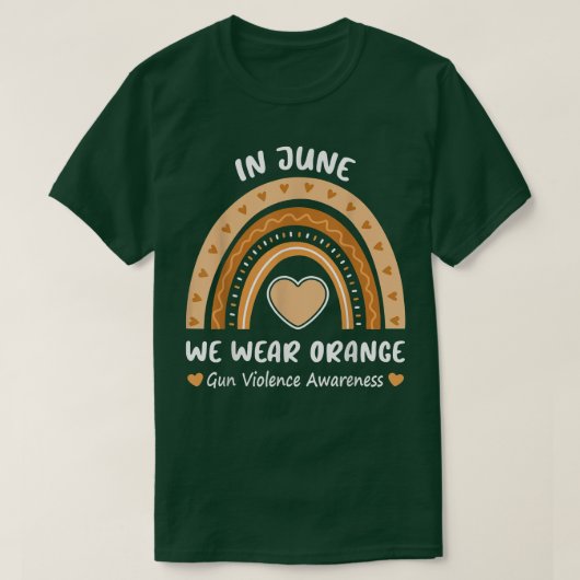 Rainbow In juni Draag we Oranje Pistool gewelddadi T-shirt (Design voorkant)