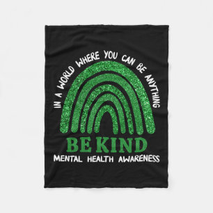 Rainbow In mei Draag we Green Mental Health Awaren Fleece Deken