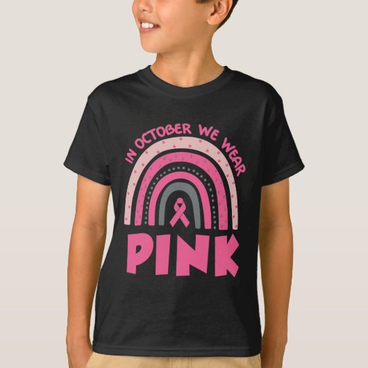Rainbow In October We Wear Pink Breast Cancer Awar T-shirt (Voorkant)