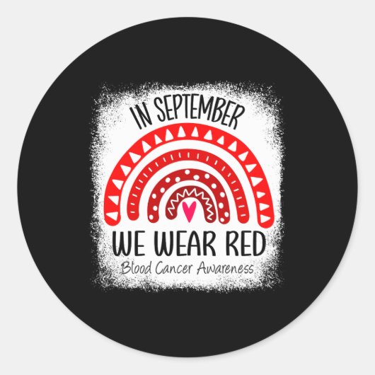 Rainbow In september Draag we Rode Bloedkanker Awa Ronde Sticker (Voorkant)