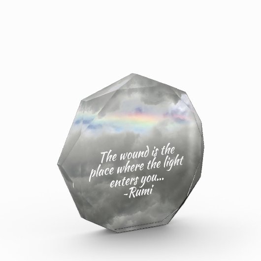 Rainbow in Stormy Sky Rumi Quote Fotoblokken (Links)