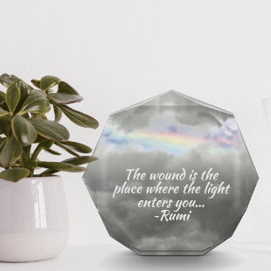 Rainbow in Stormy Sky Rumi Quote Fotoblokken