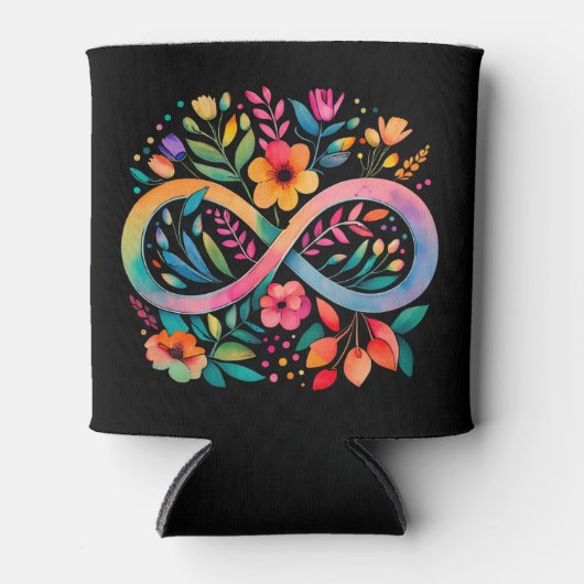 Rainbow Infinity Waterverf Flowers Autisme Blikjeskoeler (Voorkant)