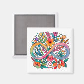 Rainbow Infinity Waterverf Flowers Autisme Magneet (Voorkant / Achterkant)