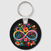 Rainbow Infinity Waterverf Flowers Autisme Sleutelhanger (Voorkant)