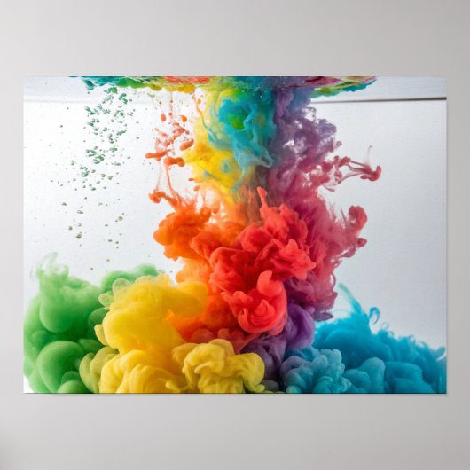 Rainbow Ink Cascade in het water Poster (Voorkant)