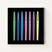 Rainbow Ink Pens Kind Black Sketchbook met naam Notitieboek (Achterkant)