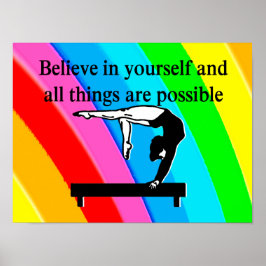  RAINBOW INSPIREREND GYMNAST QUOTE POSTER