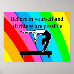  RAINBOW INSPIREREND GYMNAST QUOTE POSTER