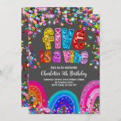 Rainbow Invitation, 5e verjaardag Schattige Bright Kaart (Voorkant / Achterkant)