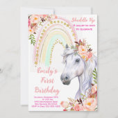 Rainbow Invitation, Horse Birthday Party Kaart (Voorkant)