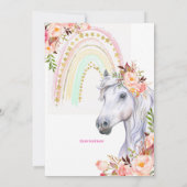 Rainbow Invitation, Horse Birthday Party Kaart (Achterkant)