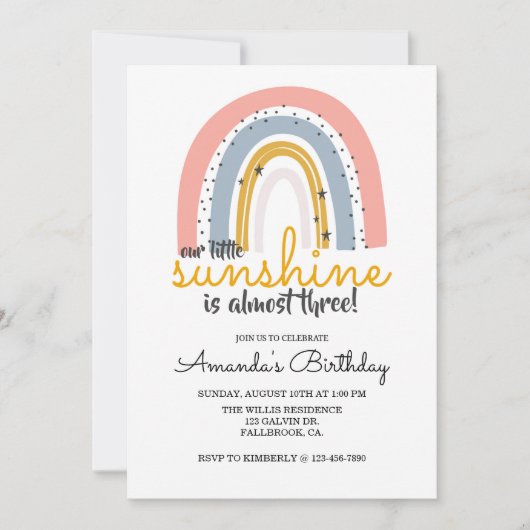 RAINBOW INVITE, onze kleine zonneschijn, RAINBOW p (Voorkant)