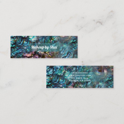 Rainbow Iridescent Abalone Zee Shell Mini Visitekaartje (Voorkant / Achterkant)