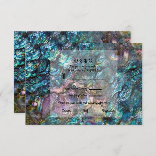 Rainbow Iridescent Abalone Zee Shell RSVP reply (Voorkant / Achterkant)