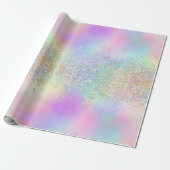 Rainbow Iridescent Folie en holografisch glitter Cadeaupapier (Uitgerold)