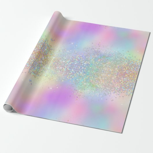 Rainbow Iridescent Folie en holografisch glitter Cadeaupapier (Uitgerold)