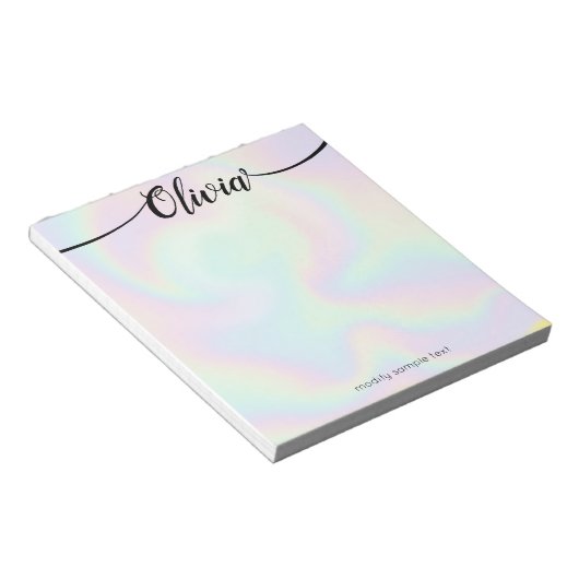 Rainbow Iridescent Handgeschreven Script-kalligraf Notitieblok (Schuin)