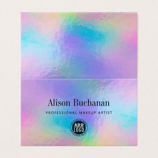 Rainbow Iridescent Holographic Script Manager Visitekaartje (Buitenkant ongevouwen)