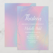 Rainbow Iridescent Pastel Geometrische Verjaardag Kaart (Voorkant / Achterkant)