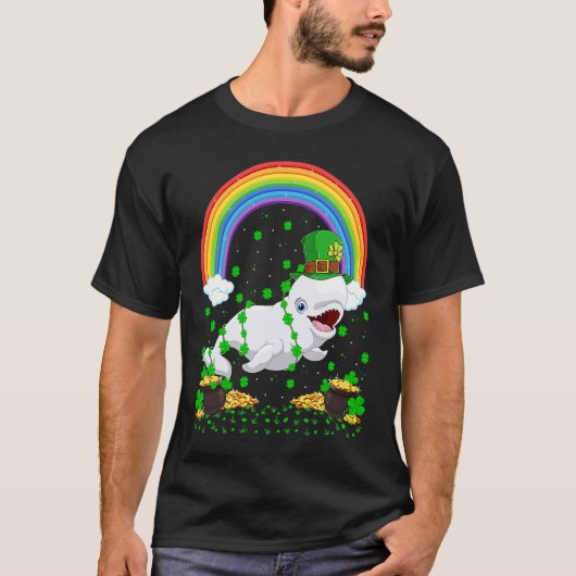 Rainbow Irish Shamrock Beluga Whale St Patrick's D T-shirt (Voorkant)