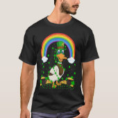 Rainbow Irish Shamrock Duck Bird St Patrick's Day T-shirt (Voorkant)