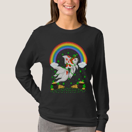 Rainbow Irish Shamrock Goldfish St Patrick's Day T-shirt (Voorkant)